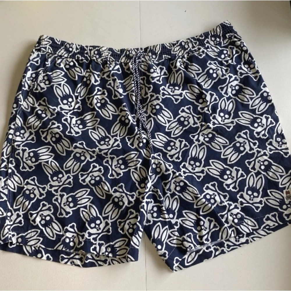 Men's Blue and White Swim Shorts